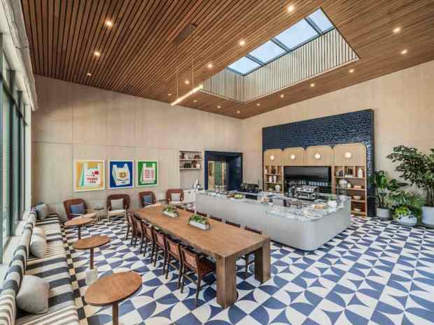 Farewinds, a new market hall with coffee, grab-and-go meals and freshly prepared Indian, Asian and Mediterranean lunches, is now open in South San Francisco. (Courtesy of Rapt Studio)