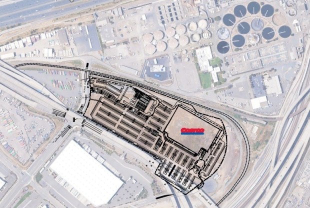 Location of a proposed Costco warehouse store at the corner of West Grand Avenue and Wake Avenue in West Oakland. (MG2)