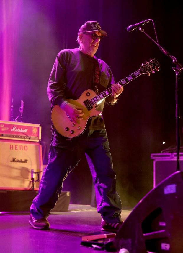 Guitarist Steve Jones performs with the Sex Pistols at The Warfield in San Francisco, Calif., on Wednesday, Oct. 14, 2026. (Jane Tyska/Bay Area News Group)