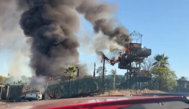 Arson probe after truck crash sets waterslide ablaze in San Jose