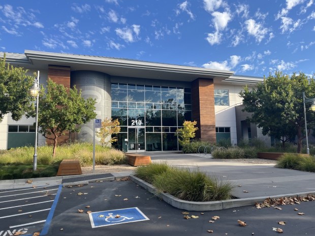 210 West Tasman Drive in north San Jose, an office building that is part of a tech campus, as seen on Oct. 9, 2026. (George Avalos/Bay Area News Group)