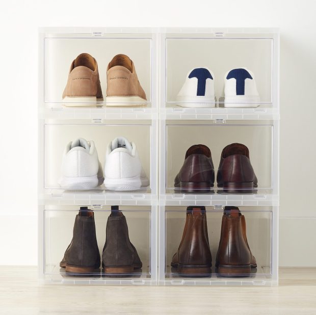 The Drop-Front Shoe Box at The Container Store makes sure your shoes are always free of dust and clearly visible. (R.J. Hinkle / The Container Store)
