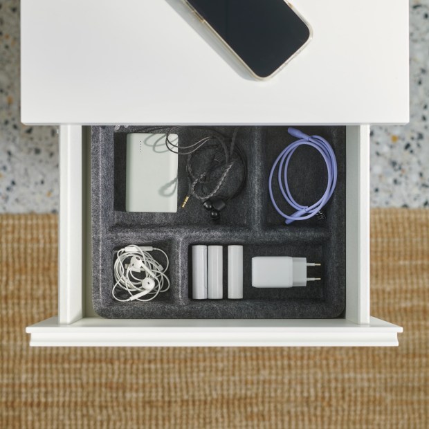 Charging cords, earbuds, watches and other delicate items have a smart landing place with Ikea's Raggisar stackable tray. Its pressed felt compartments protect and sort the things you need at hand. (Ikea)