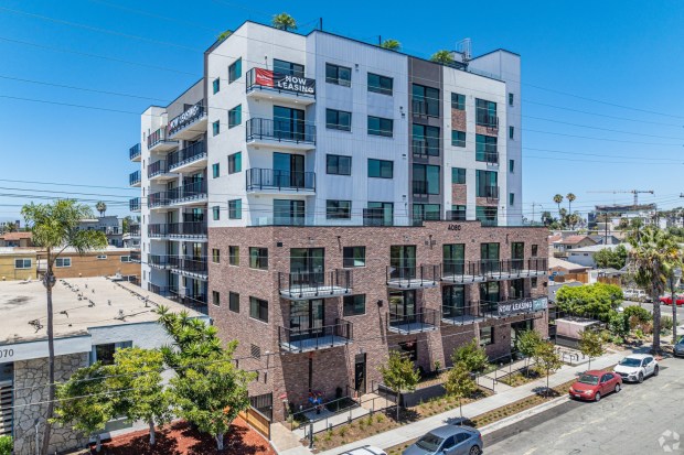 The average size of a new San Diego apartment is 827 square feet, says a new study from RentCafe. Pictured: The recently opened Brickhouse North Park apartment complex with units averaging 647 square feet. (CoStar).