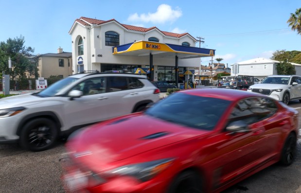 A gas station on Fourth Street at the intersection with Orange Avenue in Coronado in late September. (Hayne Palmour IV / For The San Diego Union-Tribune)