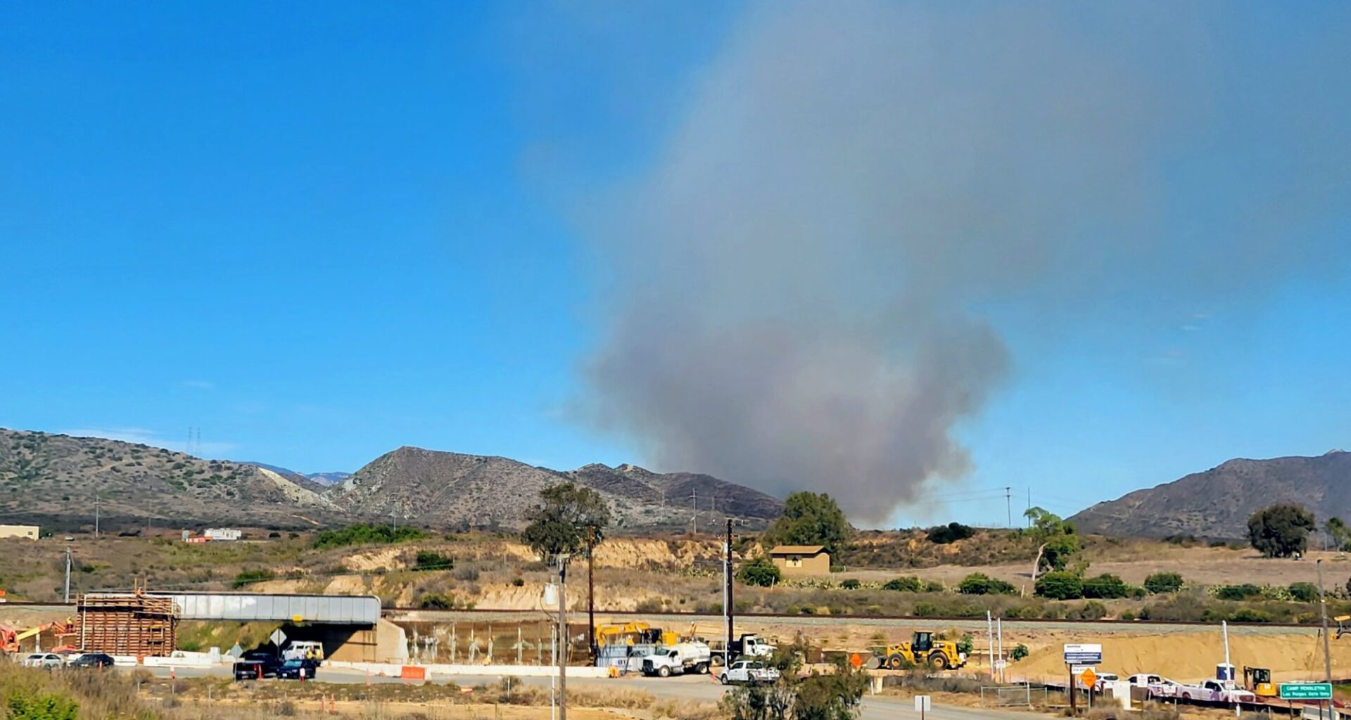 Fire breaks out on Camp Pendleton, threatening structures