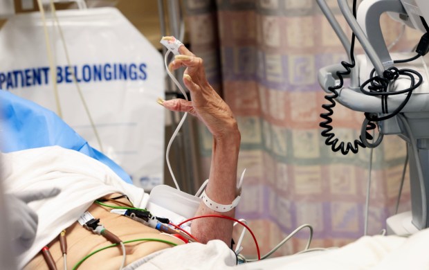 A patient is shown in the emergency room area at Scripps Mercy Hospital in Chula Vista on Monday, Dec. 29, 2025. Hospitals are at risk of losing significant Medi-Cal reimbursement due to federal budget changes .(Photo by Sandy Huffaker for The San Diego Union-Tribune)