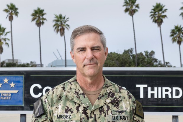 Vice Adm. Marc Miguez is the new commander of the Navy's San Diego-based 3rd Fleet. (Luke Johnson / The San Diego Union-Tribune)