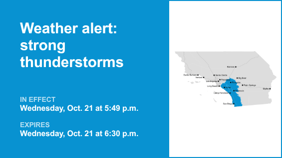 Weather alert announced for strong thunderstorms in the Orange County and Santa Ana Mountains area Wednesday evening – Orange County Register