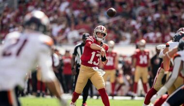 Brock Purdy throws 2 TD passes to lead the undefeated 49ers past the Broncos 24-14