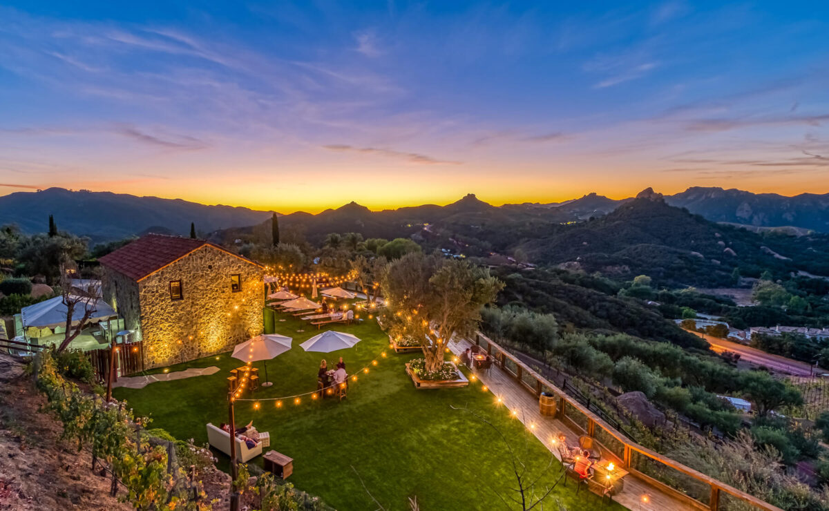 Cielo Farms Malibu barn at sunset