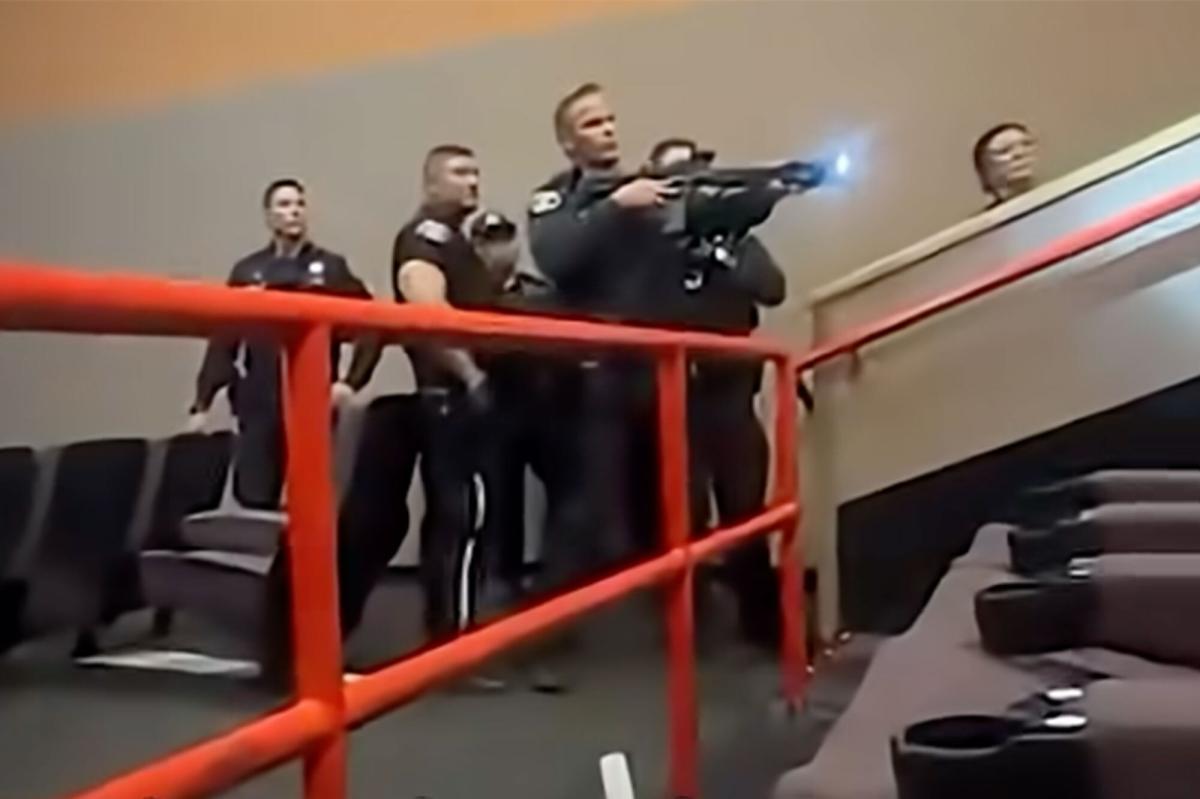Wild moment armed cops storm AMC movie theater in San Jose