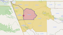A map showing the areas under evacuation orders (red) and warnings (yellow) for the Danny Fire on Thursday, Oct. 8, 2026.