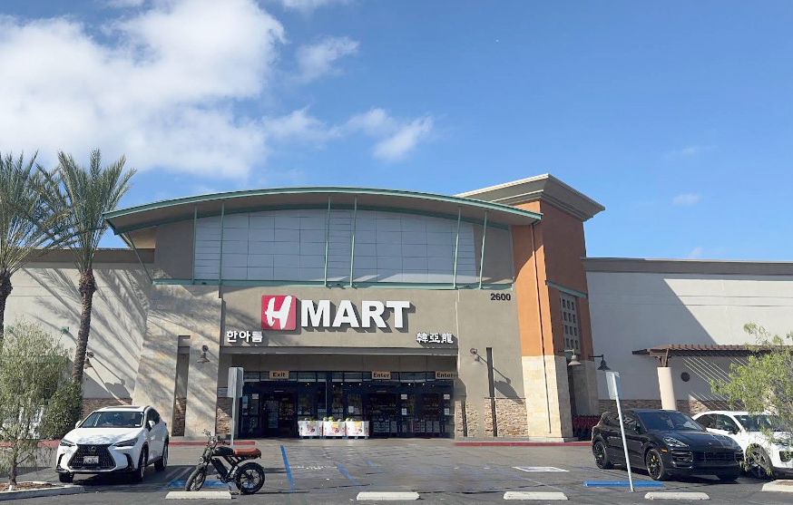 Exterior view of the H Mart store in Irvine, California.