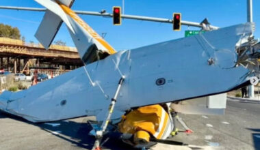 Airplane crushed after nosediving onto California street. Somehow, 2 adults and a child survive