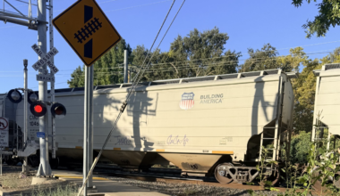 Stopped freight train
