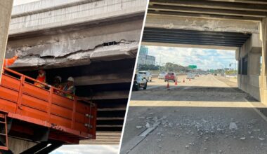 SR-163 reopened after semi struck Kearny Mesa freeway overpass – NBC 7 San Diego
