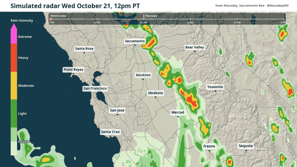 Showers will continue across Central California on and off through Thursday.