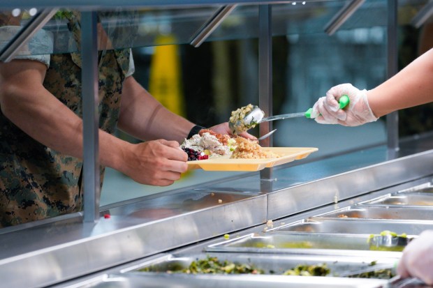 On Wednesday, Oct. 21, 2026, in San Diego, CA, recruits undergoing boot camp at MCRD San Diego (Marine Corps Recruit Depot) go through the food line at the new 100,000 sq ft chow hall.  The facility serves 20,000 meals daily.  (Nelvin C. Cepeda / The San Diego Union-Tribune)