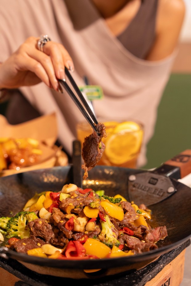Stir-fried beef with peppers at Chef Fei, a China-based Hunan restaurant chain that opened its first U.S. location last month at Westfield UTC mall in San Diego. (Chef Fei)