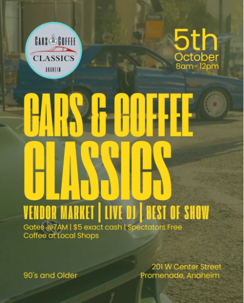 Cars and coffee event in Anaheim