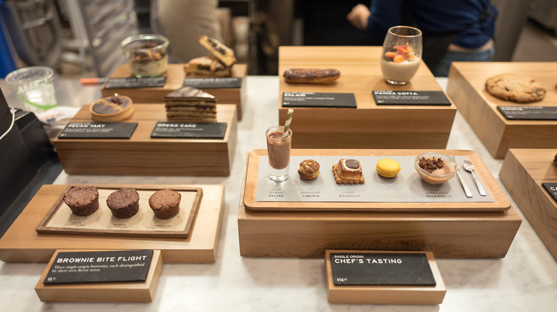 Some of the confectionaries and desserts on display at Dandelion Chocolate