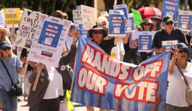 Culver City protesters demand Sony, Amazon help defend democracy