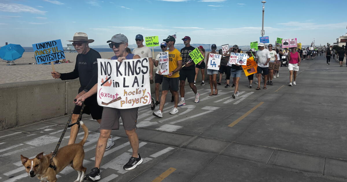 'No Kings' protesters in L.A. rally behind voter participation