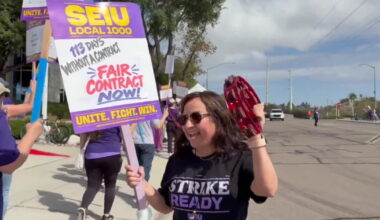 State workers in San Diego stage historic one-day strike over pay, health care