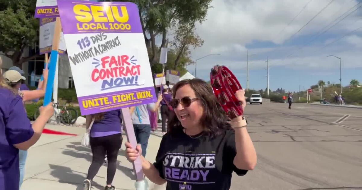 State workers in San Diego stage historic one-day strike over pay, health care