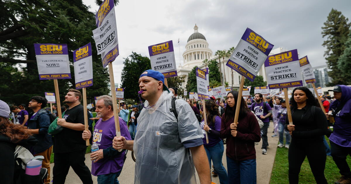 Thousands of California state workers walk off the job in contract dispute with Newsom