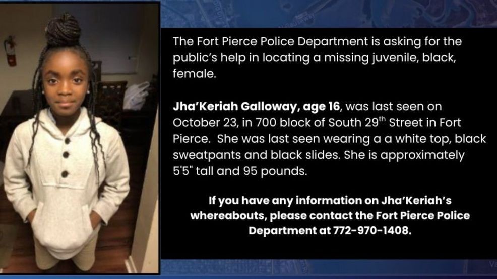 Fort Pierce police are seeking help finding{ }sixteen-year-old Jha'Keriah Galloway. (FPPD)
