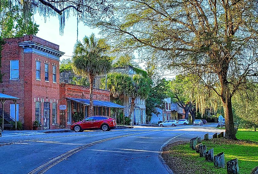 The charming downtown of Micanopy, Florida. 