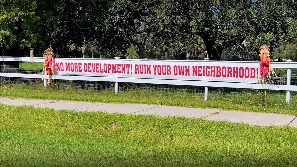 A sign outside a St. Lucie Gardens home reads “No more development! Ruin your own neighborhood,” reflecting growing frustration among longtime residents. As construction ramps up across St. Lucie County, neighbors are urging commissioners to slow down approvals and protect their way of life. (WPEC){p}{/p}