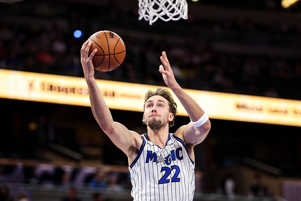 ORLANDO, FLORIDA - OCTOBER 16: Franz Wagner #22 of the Orlando Magic shoots the ball during the first half of a preseason game against the New Orleans Pelicans at the Kia Center on October 16, 2025 in Orlando, Florida. NOTE TO USER: User expressly acknowledges and agrees that, by downloading and/or using this Photograph, user is consenting to the terms and conditions of the Getty Images License Agreement (Photo by James Gilbert/Getty Images)