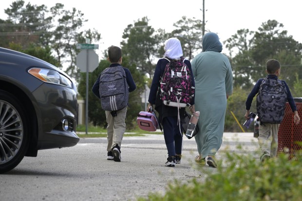 Students are picked up at the end of the school day at the Muslim Academy of Greater Orlando, Wednesday, March 8, 2023.
