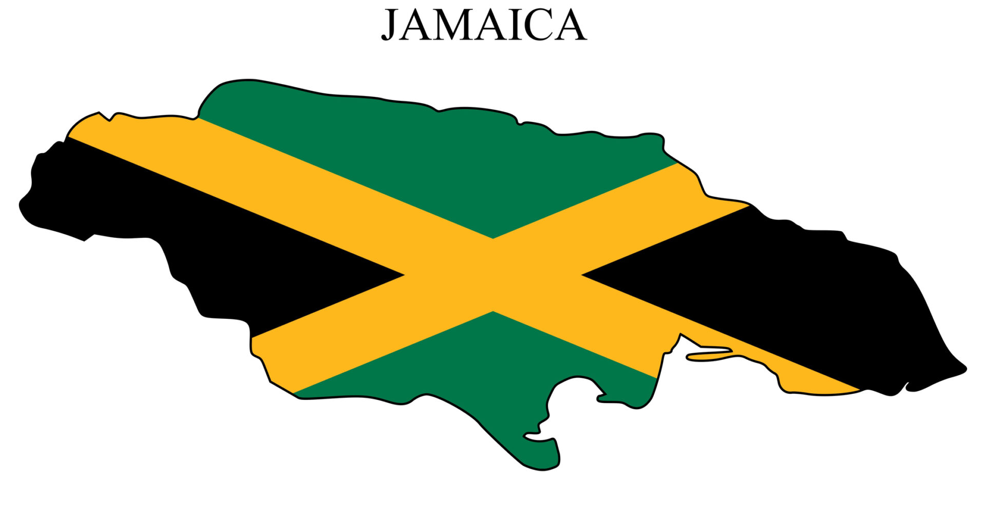 Jamaica flag and map outline illustration