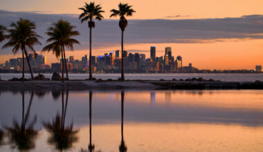Miami skyline before sunrise.