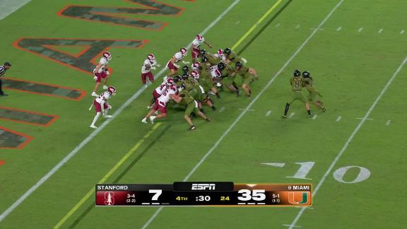 Mark Fletcher Jr. has career-best three TDs, No. 9 Miami rolls past Stanford 42-7