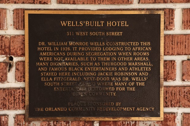 Plaque on the exterior of the Wells’Built Museum in downtown...