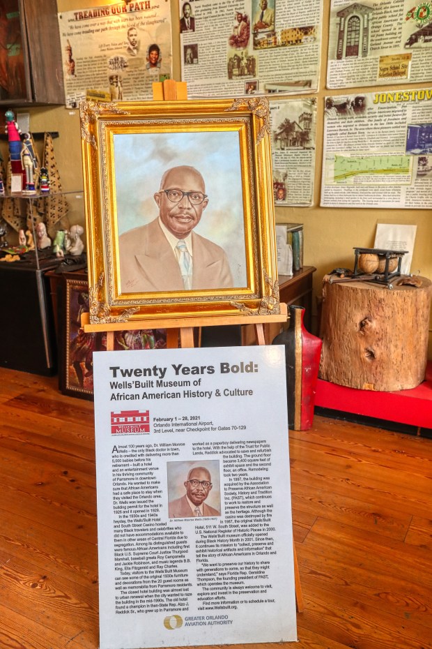 Dr. William Monroe Wells exhibit at the Wells'Built Museum in downtown Orlando, on Tuesday, May 14, 2024. Eatonville is one of the proposed sites to house the state of Florida Museum of Black History. (Ricardo Ramirez Buxeda/ Orlando Sentinel)
