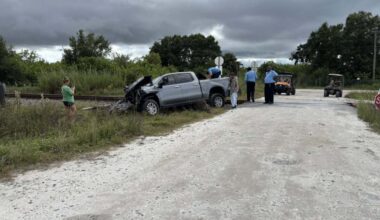 No injuries after pickup truck collides with Amtrak train