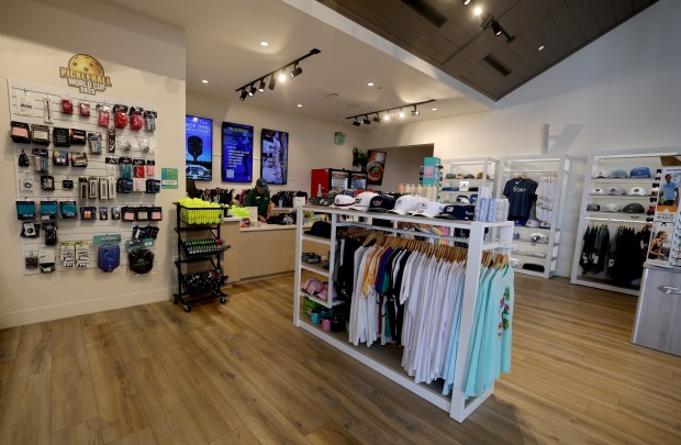 The pro shop at The Fort, Fort Lauderdale’s new pickleball complex at Snyder Park, shown on Nov. 6. (Mike Stocker/South Florida Sun Sentinel)