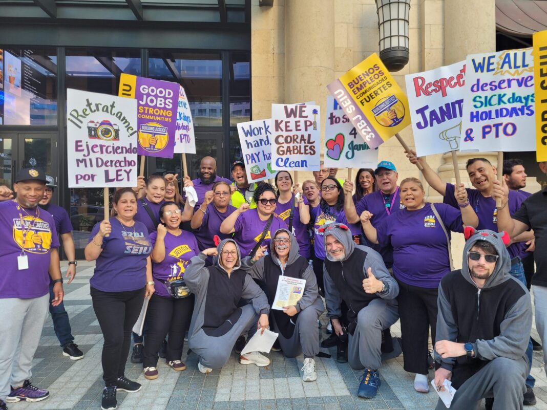 Janitors rally in Coral Gables for better pay and rights