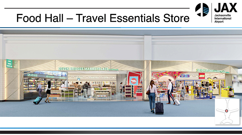 Seven Bridges Marketplace is a new retail store planned inside Jacksonville International Airport. Seven Bridges Marketplace is a new retail store planned inside Jacksonville International Airport.