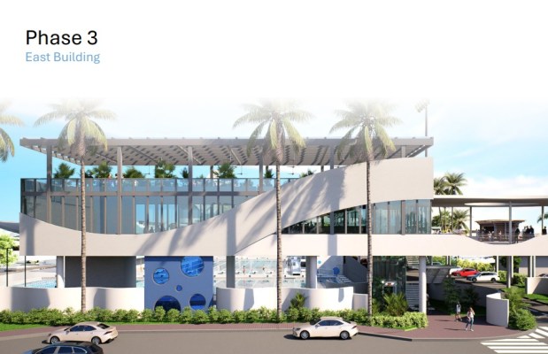 An artist's rendering shows a new International Swimming Hall of Fame building on the east side of the Fort Lauderdale Aquatic Center. (Architectonica/Courtesy)