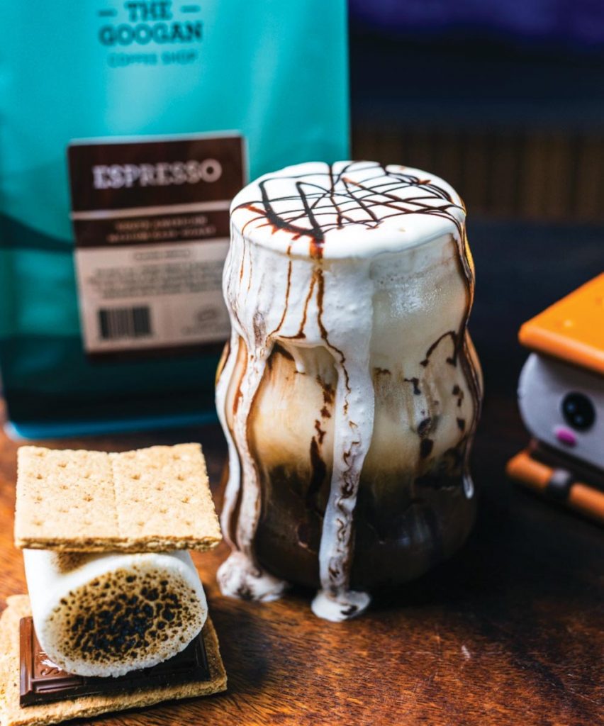 Gooey marshmallow meets bold espresso in Googan’s S’mores Shakerato. Photo courtesy of Googan Coffee