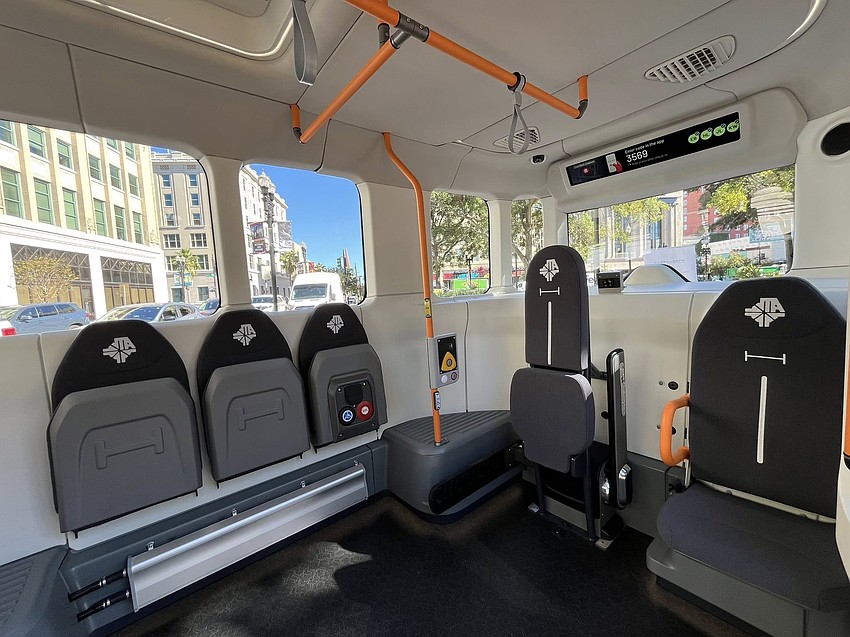 The interior of a Holon vehicle planned to replace the Ford vans now used for NAVI. The interior of a Holon vehicle planned to replace the Ford vans now used for NAVI.