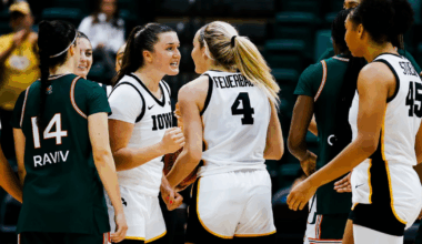 The Hawkeyes defeated Miami FL on Saturday in Orlando. (Photo by Julia Hansen-Iowa City Press-Citizen)