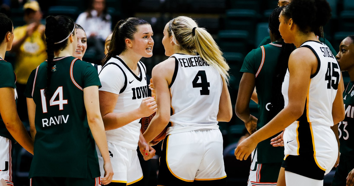 The Hawkeyes defeated Miami FL on Saturday in Orlando. (Photo by Julia Hansen-Iowa City Press-Citizen)